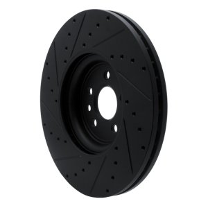 Jaguar F-Pace Brake Rotor (1) - Front Right - R1 Concepts - Drilled & Slotted - Black - `17-`20